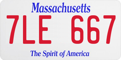MA license plate 7LE667