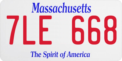 MA license plate 7LE668