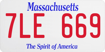 MA license plate 7LE669