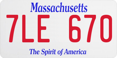 MA license plate 7LE670