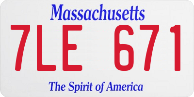 MA license plate 7LE671