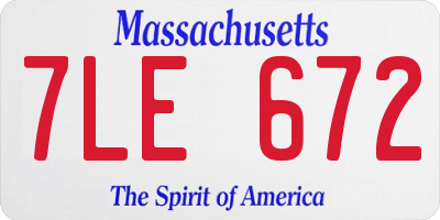 MA license plate 7LE672