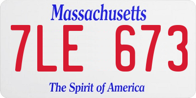 MA license plate 7LE673