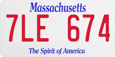MA license plate 7LE674