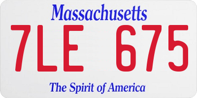 MA license plate 7LE675