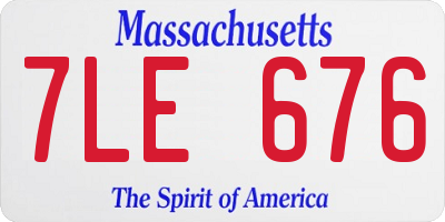 MA license plate 7LE676