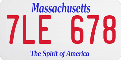 MA license plate 7LE678
