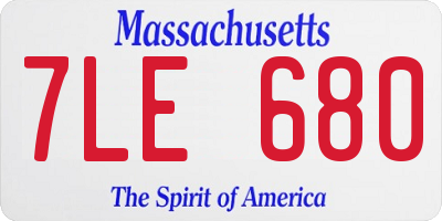 MA license plate 7LE680