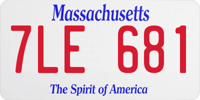 MA license plate 7LE681