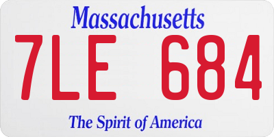MA license plate 7LE684