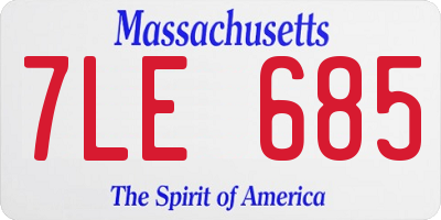 MA license plate 7LE685