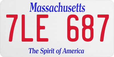 MA license plate 7LE687