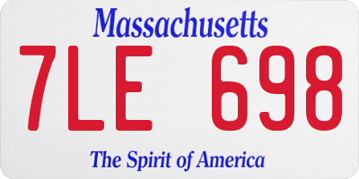 MA license plate 7LE698