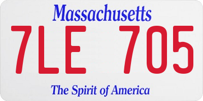 MA license plate 7LE705