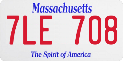 MA license plate 7LE708