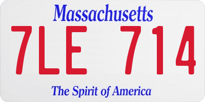 MA license plate 7LE714