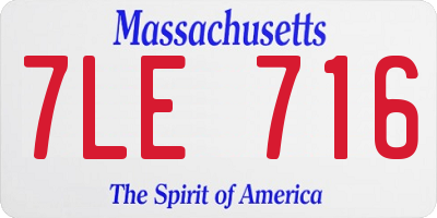 MA license plate 7LE716