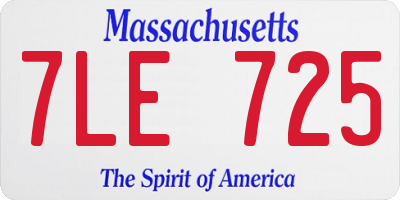 MA license plate 7LE725