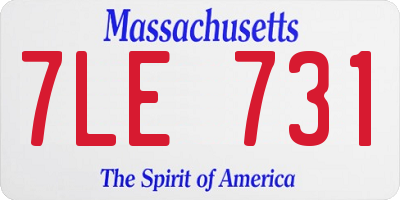 MA license plate 7LE731
