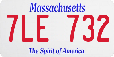 MA license plate 7LE732
