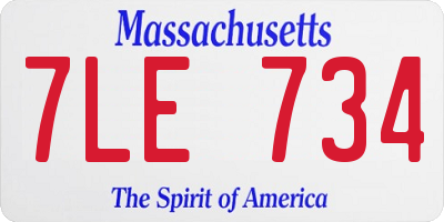 MA license plate 7LE734