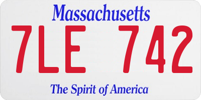 MA license plate 7LE742