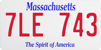MA license plate 7LE743