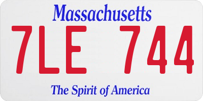 MA license plate 7LE744
