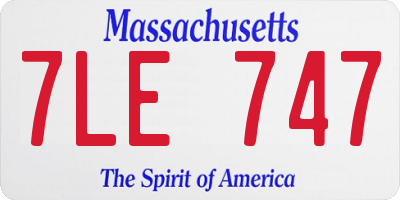 MA license plate 7LE747