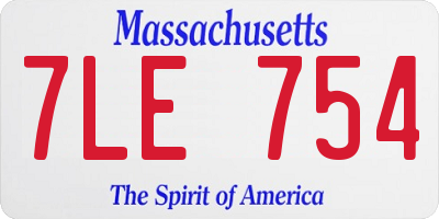 MA license plate 7LE754