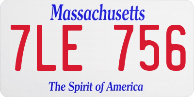 MA license plate 7LE756