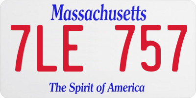 MA license plate 7LE757