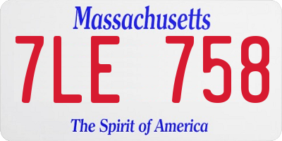 MA license plate 7LE758