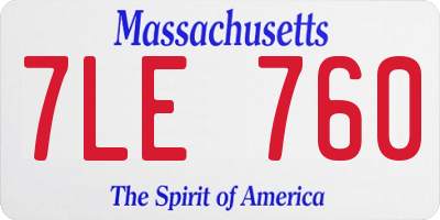 MA license plate 7LE760