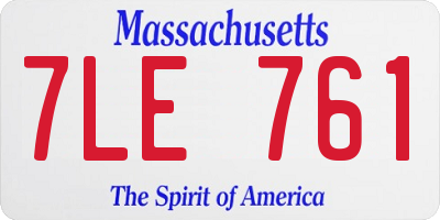 MA license plate 7LE761