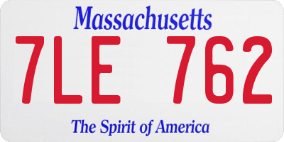 MA license plate 7LE762