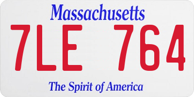 MA license plate 7LE764