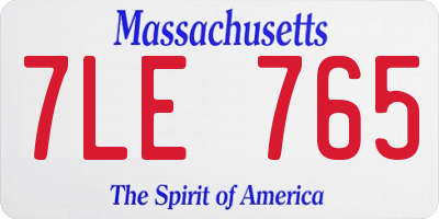 MA license plate 7LE765