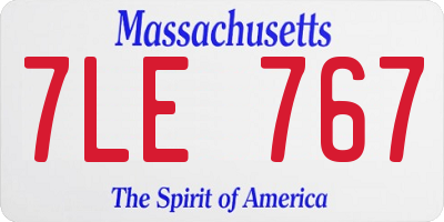 MA license plate 7LE767