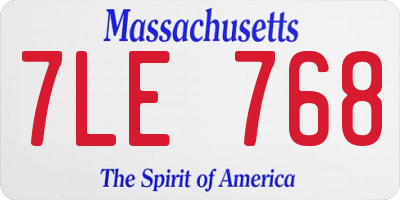 MA license plate 7LE768