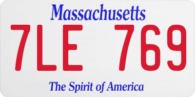 MA license plate 7LE769