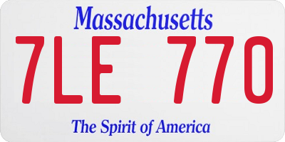 MA license plate 7LE770