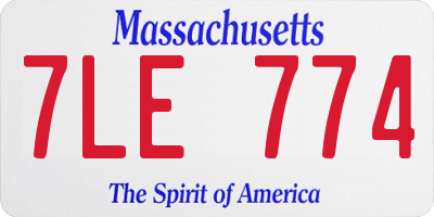 MA license plate 7LE774