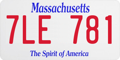 MA license plate 7LE781
