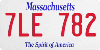 MA license plate 7LE782