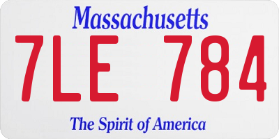 MA license plate 7LE784
