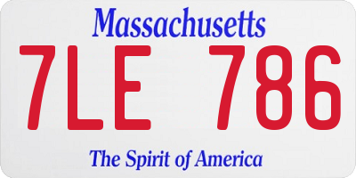 MA license plate 7LE786