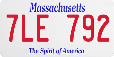 MA license plate 7LE792