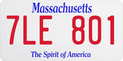 MA license plate 7LE801