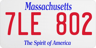 MA license plate 7LE802